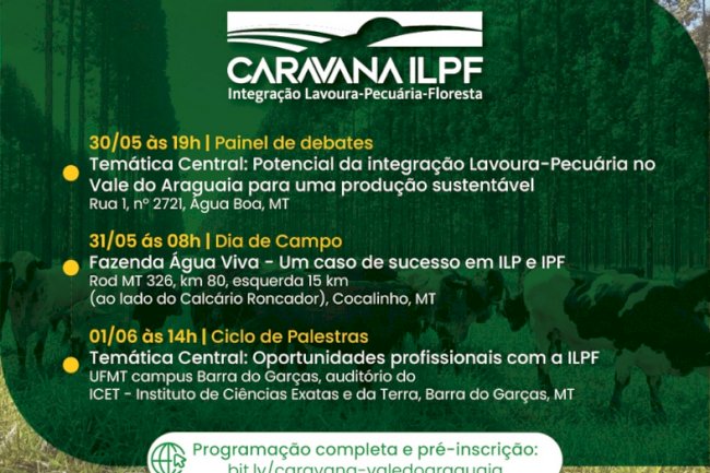Caravana ILPF promoverá eventos sobre sistemas integrados na região do Vale do Araguaia