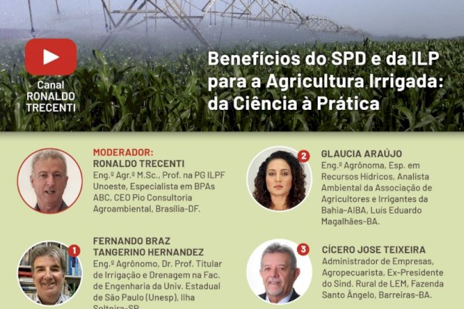 Live apresenta benefícios do SPD e da ILP para a agricultura irrigada e de baixa emissão de carbono