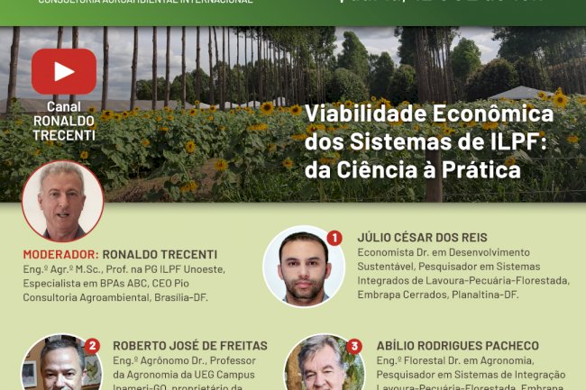 Viabilidade econômica em ILP e ILPF é tema de live hoje