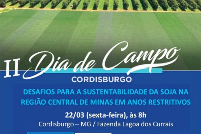 Dia de campo “Desafios para sustentabilidade da soja na região Central de Minas” será dia 22 em Codisburgo