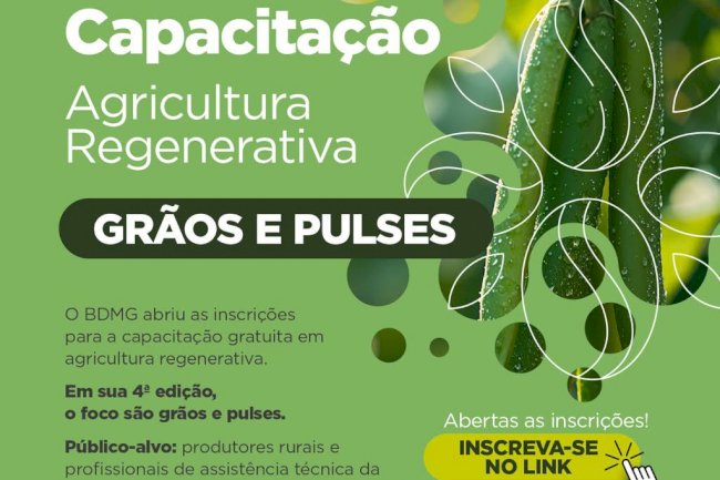 Capacitação gratuita em agricultura regenerativa abre inscrições com foco em grãos e pulses