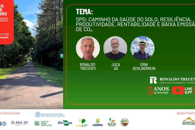 SPD, saúde do solo e baixa emissão de CO₂ são tema de live nesta terça, 6