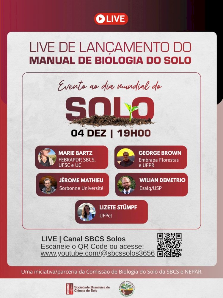 Live de lançamento do Manual de Biologia do Solo